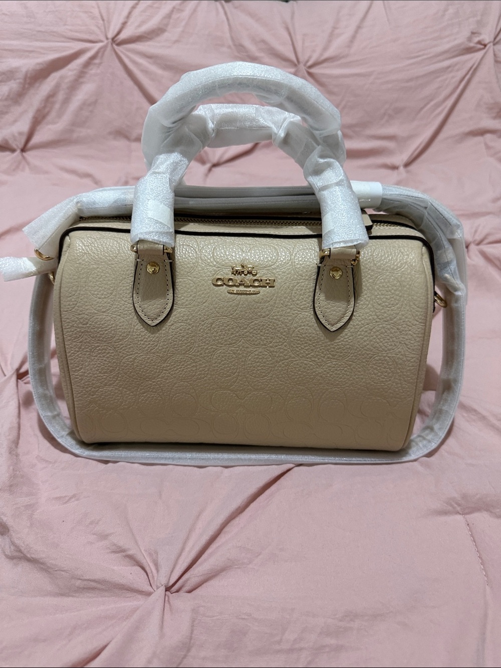 Coach Rowan Satchel Bag In Signature Leather Oat